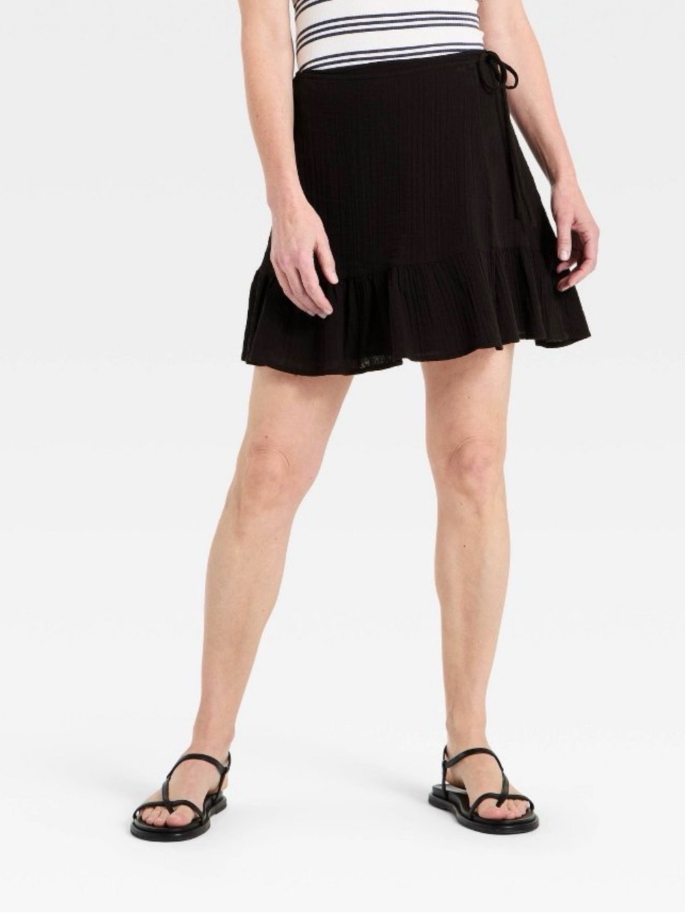 NWOT Black wrap tie skirt